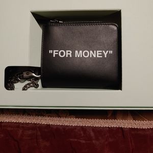 Off-white "FOR MONEY" wallet calfskin quote